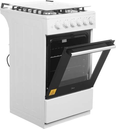 Плита для кухни 50 см Midea MFO-M4G20T0E(WH) Белая 4 конфорки газ Духовка газовая 62 л