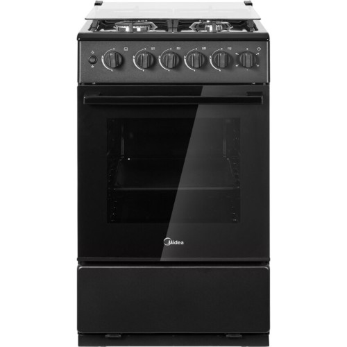 Плита для кухни газовая 50 см Midea MFG-1B Черная 4 конфорки Крышка стекло