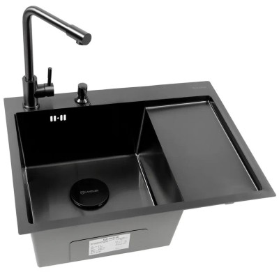 Мойка для кухни KANZLER KAS 650*500 L BLACK PVD Черная Нержавеющая сталь Левое Крыло