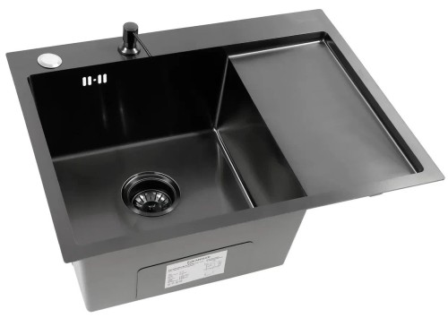 Мойка для кухни KANZLER KAS 650*500 L BLACK PVD Черная Нержавеющая сталь Левое Крыло