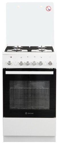 Плита для кухни De luxe 5040.40 гэ (крышка) ЧР Белая 50 см 4 конфорки газ Духовка Электро