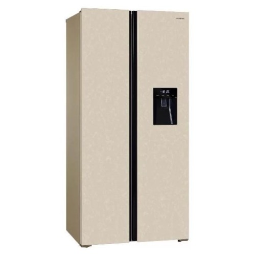 Холодильник Hiberg RFS-484DX NFYm inverter Бежевое Стекло 472л Ширина 84см