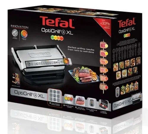 Гриль Tefal Optigrill+ XL GC722D34 Серебристый 2 кВт Антипригарное покрытие