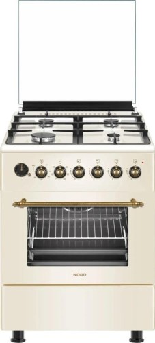 Плита для кухни 60 см NORD GG 6064 YR Бежевая ГК 4 конфорки Духовка газовая