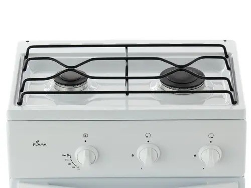 Плита для кухни FLAMA 3202W Белая 2 Кофнрки Духовка Газ 30 л