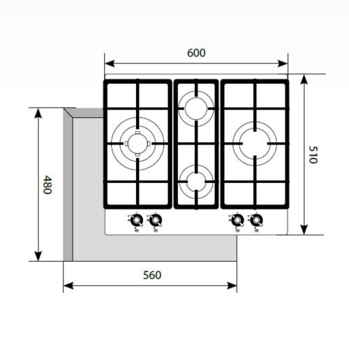 Варочная поврехность газовая LEX GVG6043C IV LIGHT БЕЛЫЙ АНТИК