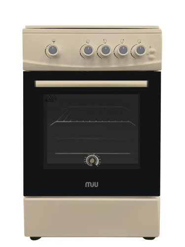 Плита для кухни газовая 50 см MIU UNO 51S Бежевая ГК 4 конфорки Духовка электро