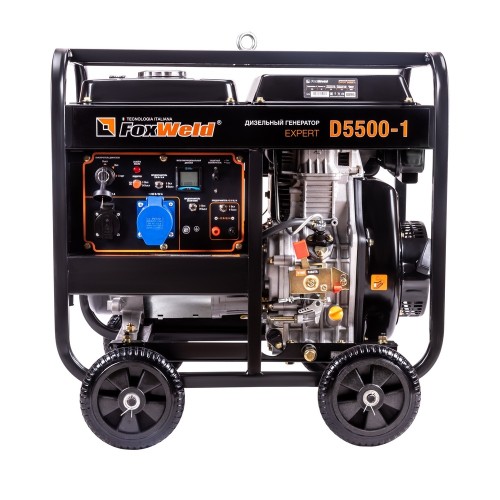 Генератор Дизельный FoxWeld Expert D5500-1 Электростартер 5 кВт Блок AVR 0,5 л/ч 