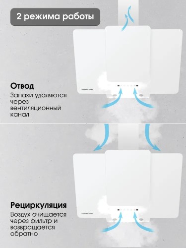 Вытяжка для кухни каминная 90 см Zigmund &amp; Shtain K 150.9 W Белая наклонная 1100 м3/час