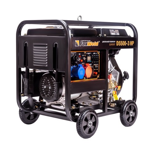Генератор Дизельный FoxWeld Expert D5500-3 Электростартер 5 кВт 3Фазы 380В Блок AVR 0,5 л/ч 
