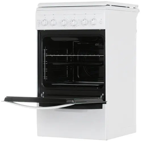 Плита для кухни 50см газовая GEFEST 5100-02 Белая конфорок 4 духовка 52 л гриль чугунные решетки