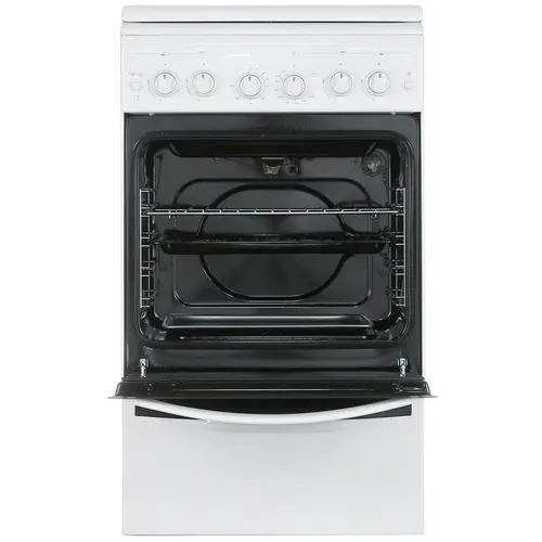 Плита для кухни 50см газовая GEFEST 5100-02 Белая конфорок 4 духовка 52 л гриль чугунные решетки