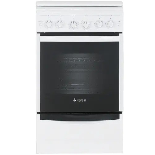 Плита для кухни 50см газовая GEFEST 5100-02 Белая конфорок 4 духовка 52 л гриль чугунные решетки