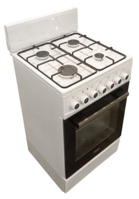 Плита для кухни комбинированная MIU UNO 51P Белая 50 см 4 газ конфорки Духовка Электро 58 л Решетки стальные