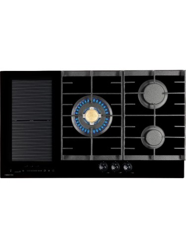 Варочная поверхность комбнированная HIBERG i-VM 9035 B Черная 2 конфорки индукция плюс 3 газ конфорки