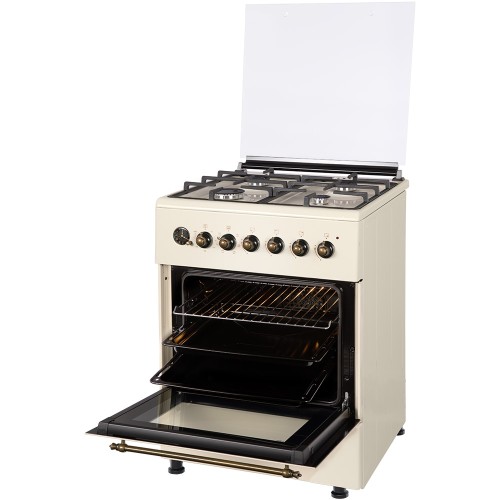 Плита для кухни NORDFROST GE6064YR 60см Бежевый 4 Газ Конфорки Электродуховка 63л