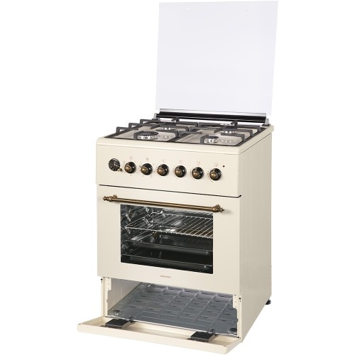 Плита для кухни NORDFROST GE6064YR 60см Бежевый 4 Газ Конфорки Электродуховка 63л