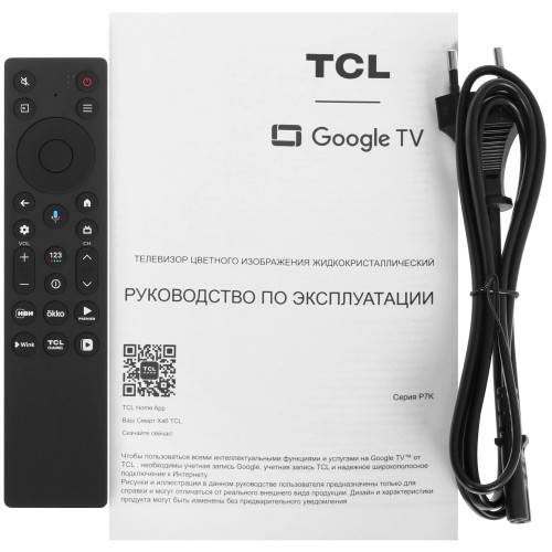 Телевизор TCL 65P7K черный Direct LED QLED 4K UHD 60 Гц Google TV HDMIх3 USBх2