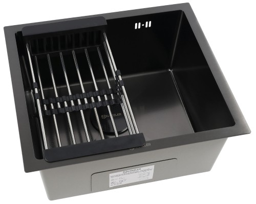 Мойка для кухни KANZLER KAS UTM 490*440 BLACK DECOR PVD Черная подстольный монтаж