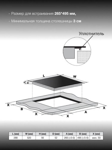 Варочная панель домино Hyundai HHI 3752 WG Индукционная 2 конфорки Белый