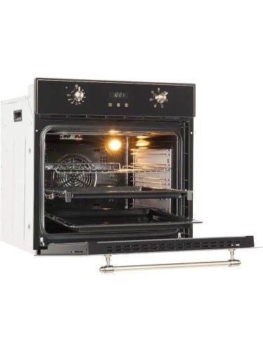Духовой шкаф HIBERG VM 6260 RB Черное стекло 70 л Ручки Бронза 