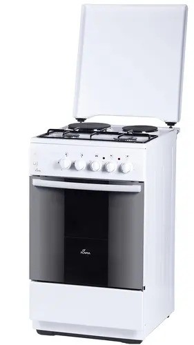 Плита для кухни Flama RK2211-W Белая 2 газ + 2 электро конфорки 50 см