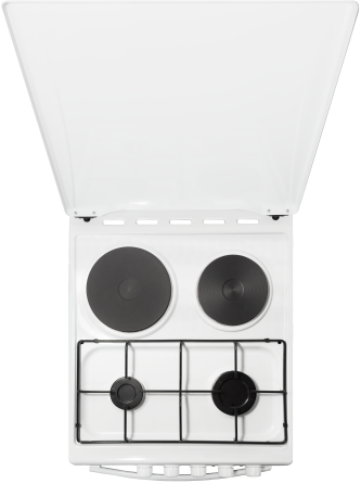 Плита для кухни Flama RK2211-W Белая 2 газ + 2 электро конфорки 50 см