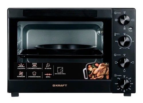 Духовой шкаф мини-печь Kraft KFC-MO 6010 HRKBL Черная 60 л 2,3 кВт