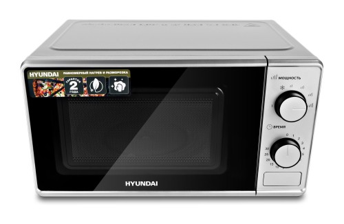 Микроволновая печь СВЧ Hyundai HYM-M2042 Серебристая 700 Вт 20л Открывание кнопка