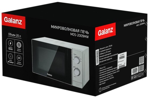 Микроволновая печь СВЧ Galanz MOS-2009MW 20л 700Вт белый