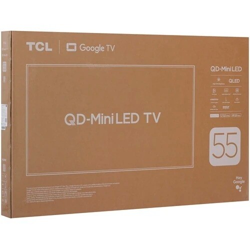 Телевизор TCL 55C6K Mini LED QLED 4K UHD Wi-Fi 144 Гц Google TV HDMIх4 USBх1