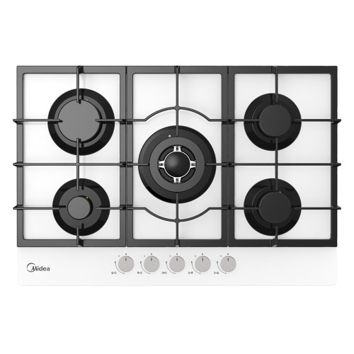 Варочная поверхность газовая MIDEA MG7560TGW Белое стекло 5 конфорок ГК WOK конофрка