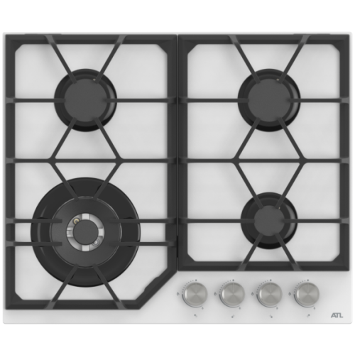Газовая поверхность ATL 1 TB 60 WH MSGQ без WOK конфорки Белое Стекло