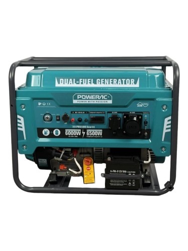 Генератор газ/бензин (пропан) Powerac PR6500Eco Pro 6.5 кВт Электростартер 3 фазы