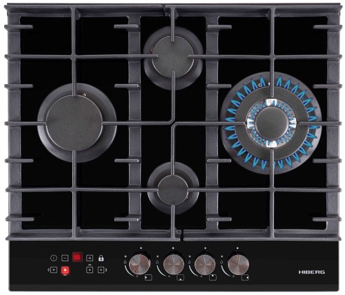 Газовая варочная панель Hiberg VM 6145 B Черное Стекло Ромб