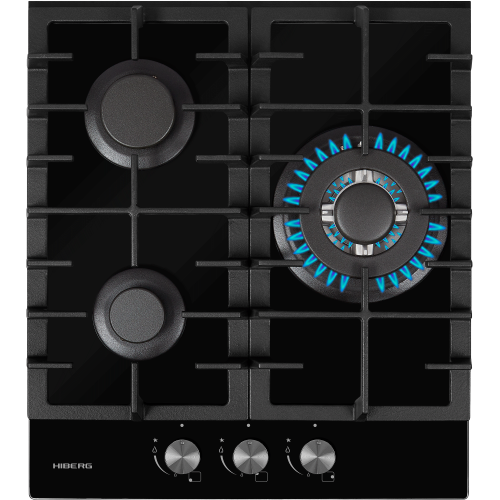 Варочная поверхность HIBERG VM 4534 B Черное Стекло 3 Конфорки Газ