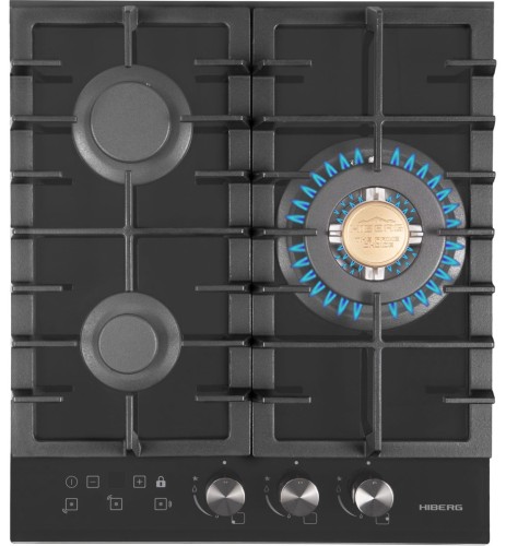 Варочная панель Hiberg VM 4535 B Черное стекло 3 конфорки 2 комплекта ручек