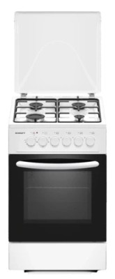 Газовая плита 50 см Kraft KF-FSK5302EW Белая 4 конфорки Духовка 58 л газ