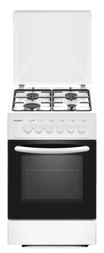Газовая плита 50 см Kraft KF-FSK5302EW Белая 4 конфорки Духовка 58 л газ