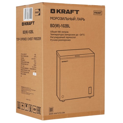 Морозильный ларь Kraft BD (W)-102BL Белый 105 л Ручная разморозка