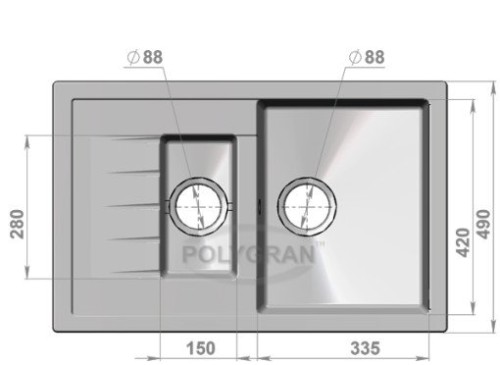 Кухонная мойка POLYGRAN F-21 Песочный 302