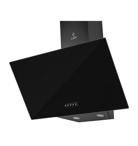 Вытяжка каминная наклонная LEX MOZA 500 BLACK Черное Стекло 50см 650 м3/ч