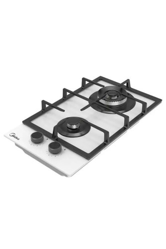 Варочная панель Midea MG3270TGW Домино Белое Стекло Решетки Чугун 2 конфорки