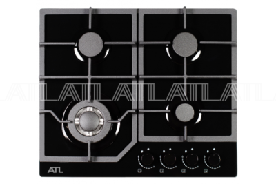 Варочная поверхность газовая ATL 4 TB 60 BK MSTGQ Черное Стекло