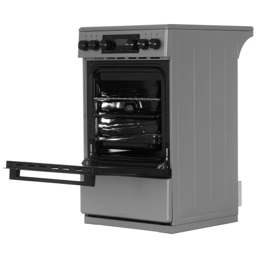 Плита для кухни 50 см Midea MFO-D4E20T9E(SL) Серебристая 4 конфорки духовка 59л