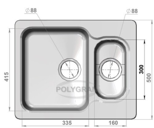 Кухонная мойка POLYGRAN F-09 Песочный 302 Прямоугольная с чашей
