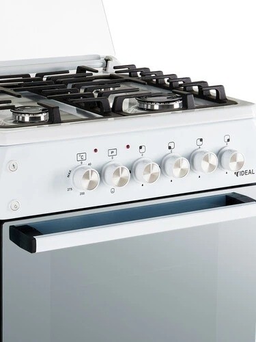 Плита для кухни IDEAL L 155 ГК Белая 60 см 4 Конфорки Духовка 65 л