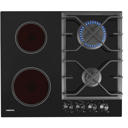 Варочная поверхность HIBERG VM 6020 B Стеклокерамика Электро 2 конфорки 2 газ конфорки