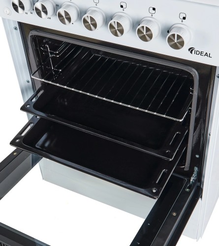 Плита для кухни IDEAL L 250 Белая 60 см Таймер 4 газ конфорки Духовка 65л электро