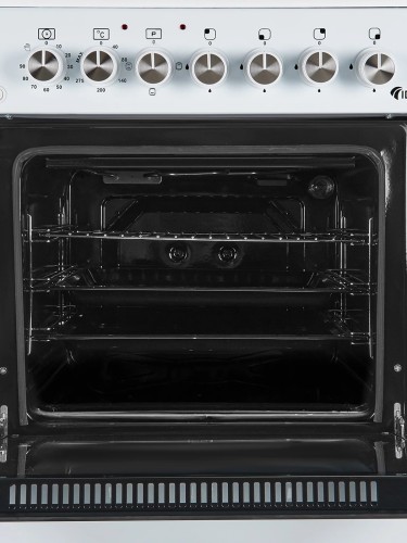 Плита для кухни IDEAL L 250 Белая 60 см Таймер 4 газ конфорки Духовка 65л электро